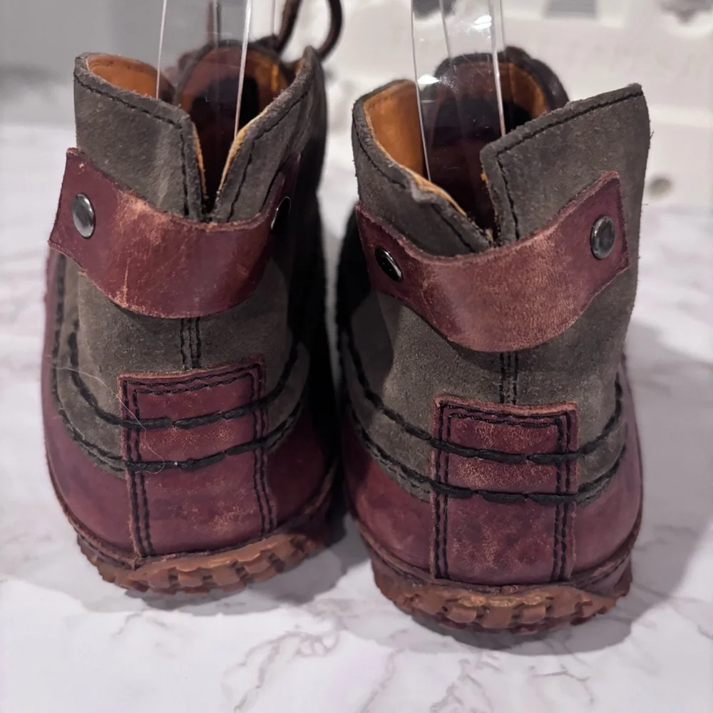 L.L. Bean Men’s Leather Moc Chukka Boots Brown Green Lace-Up Rugged Outdoor